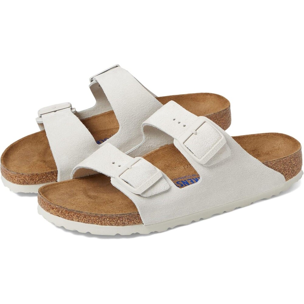 BIRKENSTOCK WOMEN SUEDE CORK ARIZONA SANDALS ANTIQUE WHITE 36 NARROW NIB